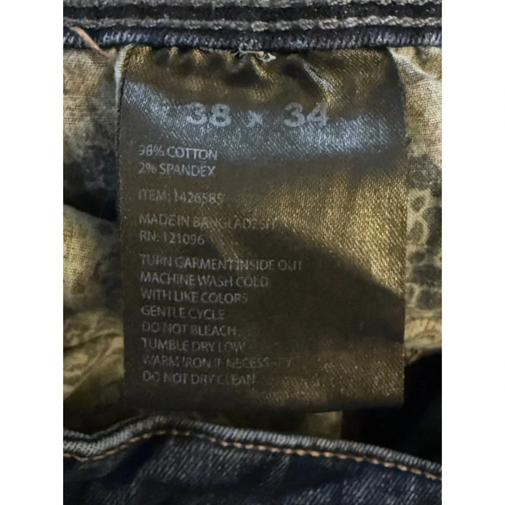English Laundry Sutton Slim Straight Jeans Mens 38x34 Dark Wash Stretch Denim